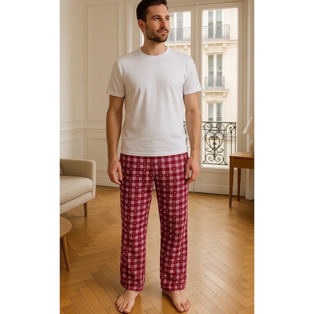 Michael Kors MK Plaid Pajama‎ Pants Lounge Sleepwear Red White Mens Medium NWOT
